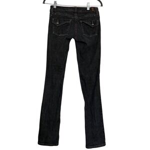 Evisu Women's Jeans Size 3 Dark Wash Slim Straight‎ Y2K Button Flap Pockets